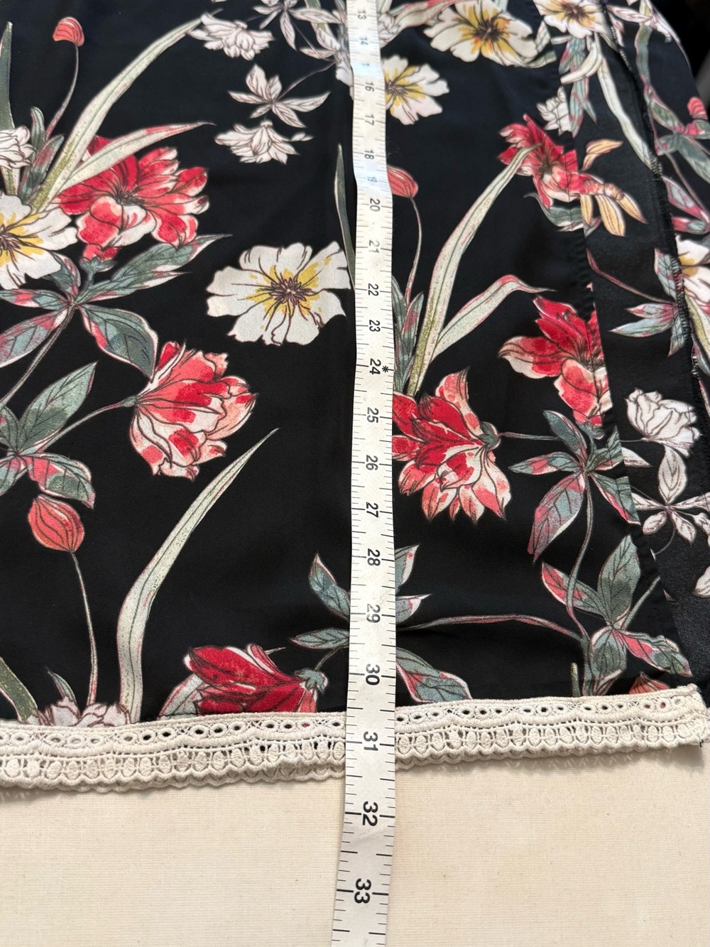 Liberty Love Black Floral Open Cardigan with Red and White Flowers - Picture 5 of 7